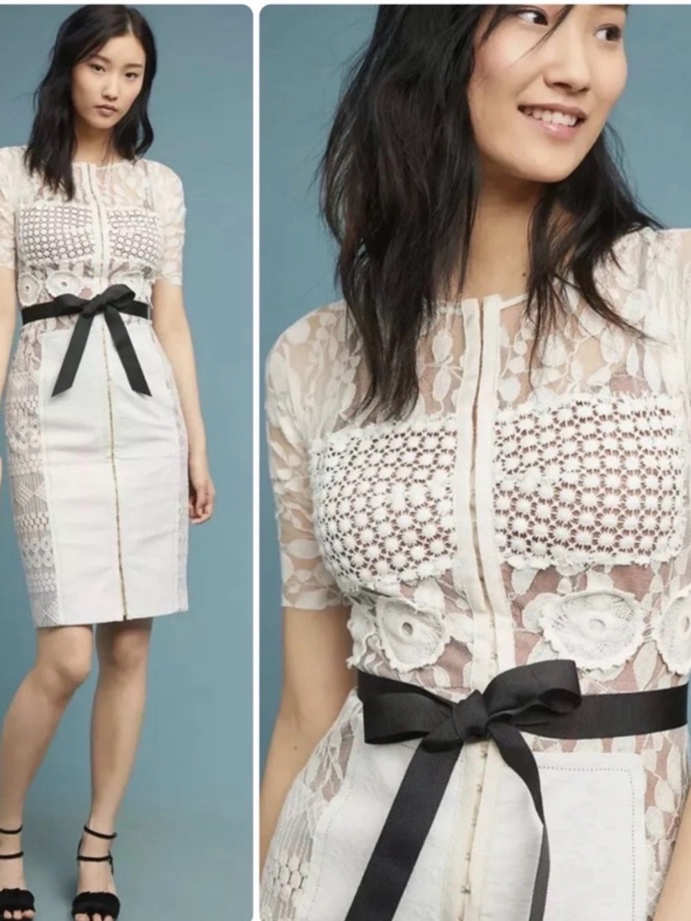 Anthropologie x Beguile by Byron Lars Carissima Sheath Dress Cream Ivory Lace 4